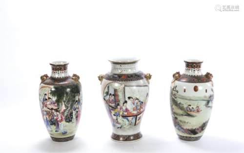 (3) CHINESE CHIEN-LUNG STYLE PORCELAIN VASES