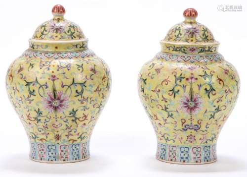 PAIR OF CHINESE COVERED URNS