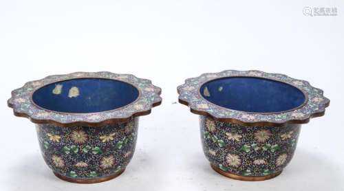 PAIR OF CHINESE CLOISONNE PLANTERS