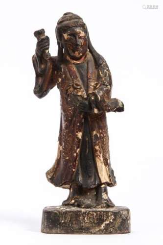 EARLY CHINESE LACQUERED WOODEN FIGURINE