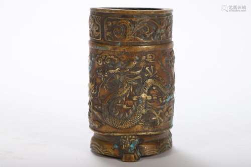 CHINESE BRONZE BRUSH POT