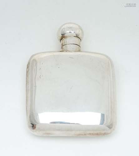 A silver rounded rectangular small spirit flask by Cohen & Charles