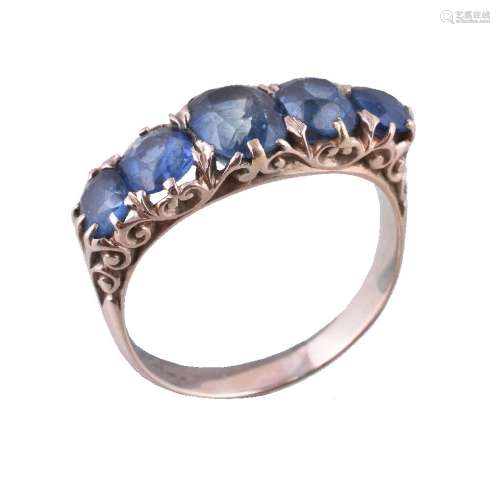 A sapphire five stone ring