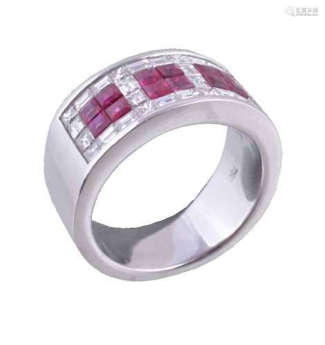 A ruby and diamond ring