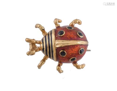 An 18 carat gold ladybird brooch