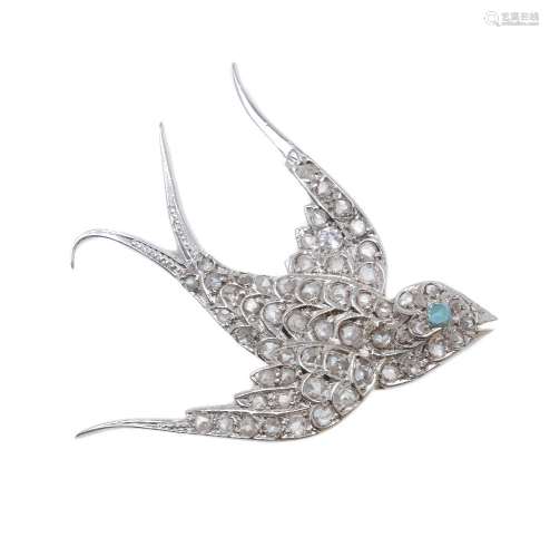 A diamond set swallow brooch