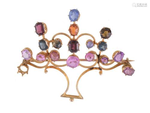 A multi gem set giardinetto brooch