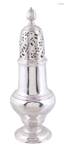 A late George II silver ogee baluster sugar caster by Samuel Wood