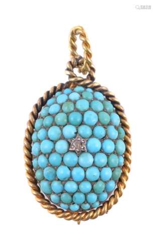 A Victorian turquoise and diamond pendant