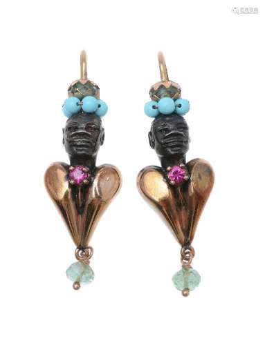 A pair of blackamoor ear pendants