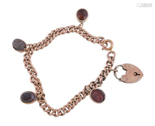 A late Victorian hardstone charm bracelet