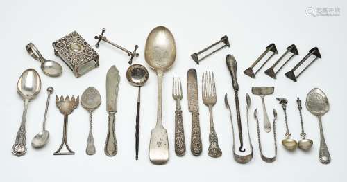 A small collection of silver and plated wares mainly flatware