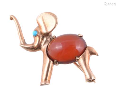 A novelty elephant brooch by Hans Georg Mautner