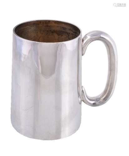 A late Victorian silver straight-tapered mug by William Hutton & Sons