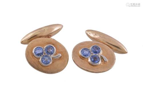 A pair of sapphire cufflinks