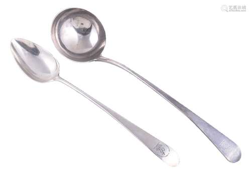 A George III silver old English soup ladle by Thomas Wallis II