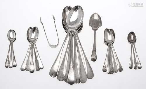 A collection of silver old English pattern flatware