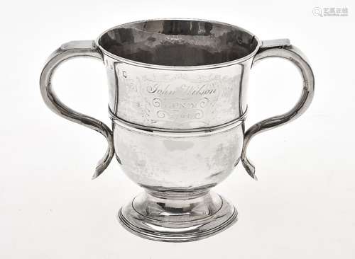 A late George II silver twin handled cup by Richard Gurney & Co.