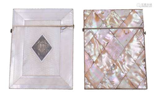 ϒ Two Victorian mother of pearl veneered card cases