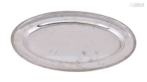 An Italian silver coloured oval meat plate