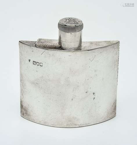 An Edwardian silver rectangular spirit flask