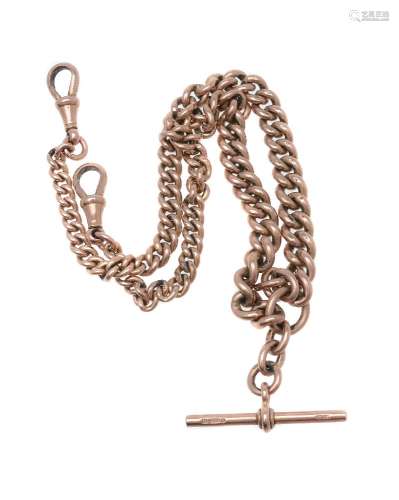 An early 20th century 9 carat gold curb link Albert chain