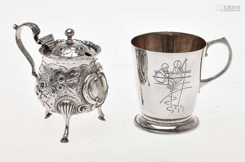 A Victorian silver baluster mustard pot by William Mann