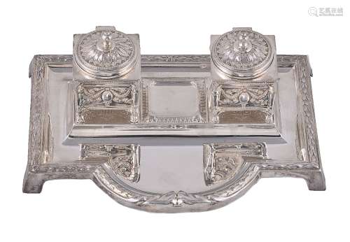 An Italian silver coloured inkstand by Varassori & Pirovano