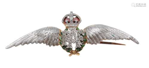 A mid 20th century diamond and enamel RAF sweetheart brooch