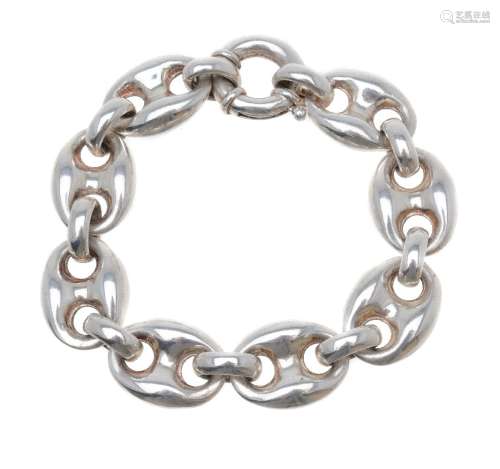 A silver bracelet
