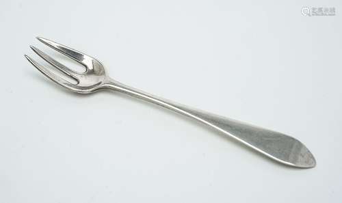 A George III Irish provincial silver pointed Old English small pickle fork by Joseph Gibson