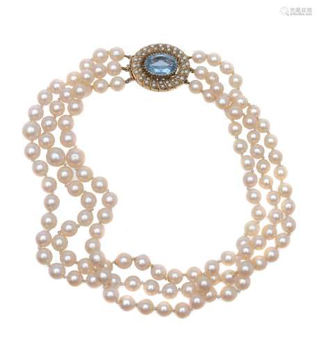 A three row cultured pearl necklace