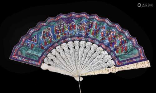 ϒ A Chinese export Applied Faces or Mandarin fan