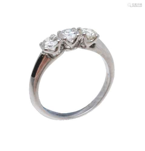 A three stone diamond ring