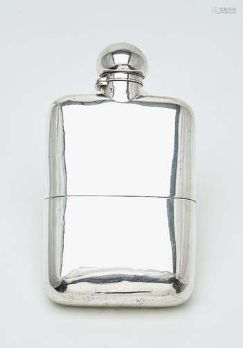 A Victorian silver rounded rectangular spirit flask by The Goldsmiths & Silversmiths Co. Ltd