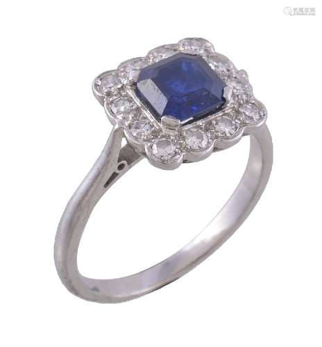 A sapphire and diamond cluster ring