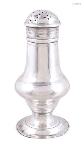 A George III silver ogee baluster pepper pot by Thomas Shepherd