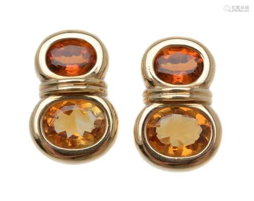 A pair of citrine earrings