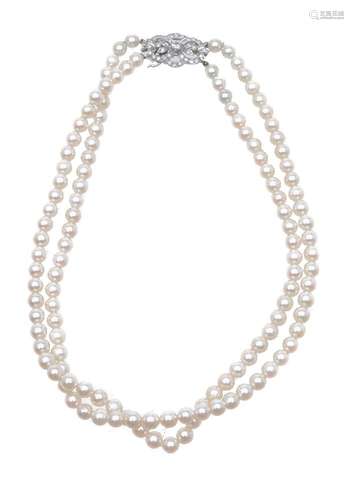 A two row cultured pearl necklace