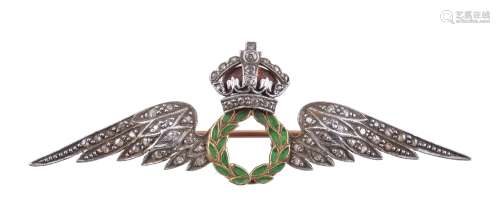 A mid 20th century diamond set RAF sweetheart brooch