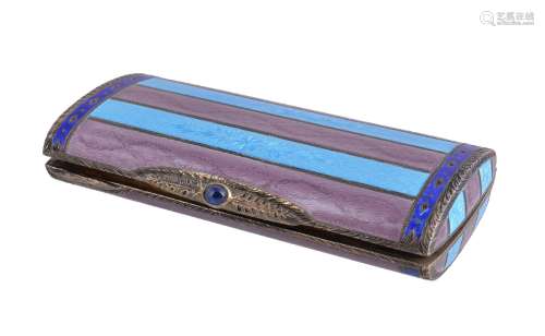 A Continental silver coloured, enamel and gem set box