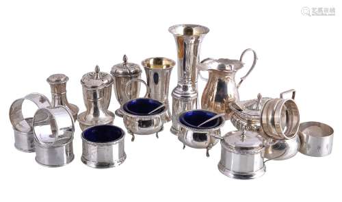 A collection of small silver mainly cruet items