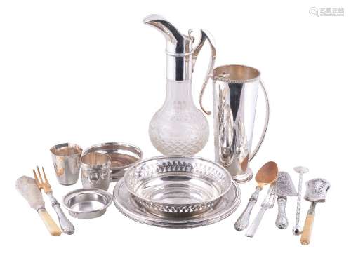 A small collection of silver, silver coloured and plated wares