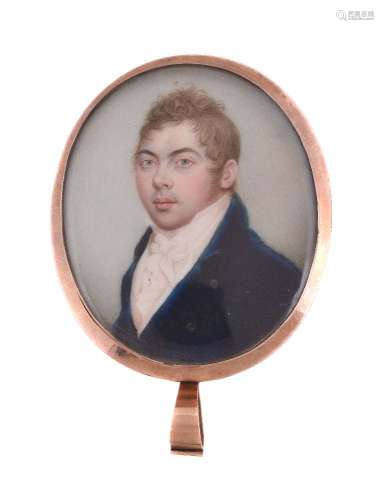 ϒ Sampson Towgood Roche (1759-1847), portrait of a young gentleman wearing a blue coat