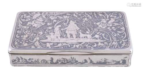 A French silver and niello rectangular snuff box