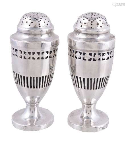 A pair of George III silver pepper pots by Joseph Preedy