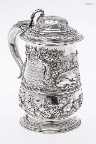 An early George III silver later chased tankard by Francis Crump