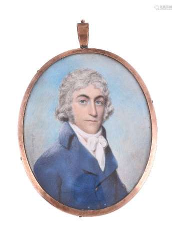 ϒ Thomas Le Hardy (fl. 1794-1802), portrait of a gentleman wearing a blue coat