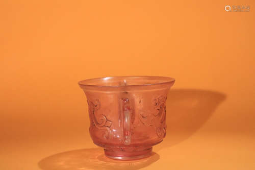 17-19TH CENTURY, AN IMPERIAL OLD TIBETAN DOUBLE-EAR COLOURED GLASS CENSER, QING DYNASTY