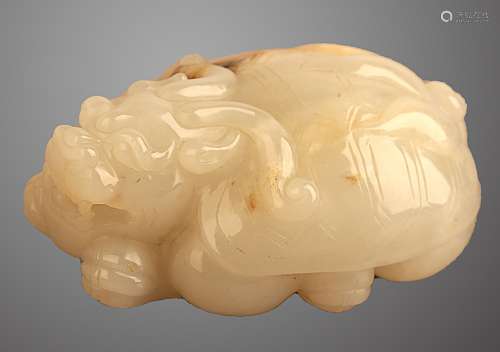 14-19TH CENTURY, A DRAGON&TURTLE PATTERN HETIAN JADE, MING OR QING DYNASTY